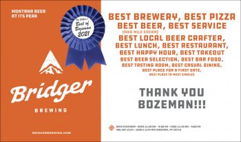 Bridger Brewing Best of Bozeman Best Brewery 2021